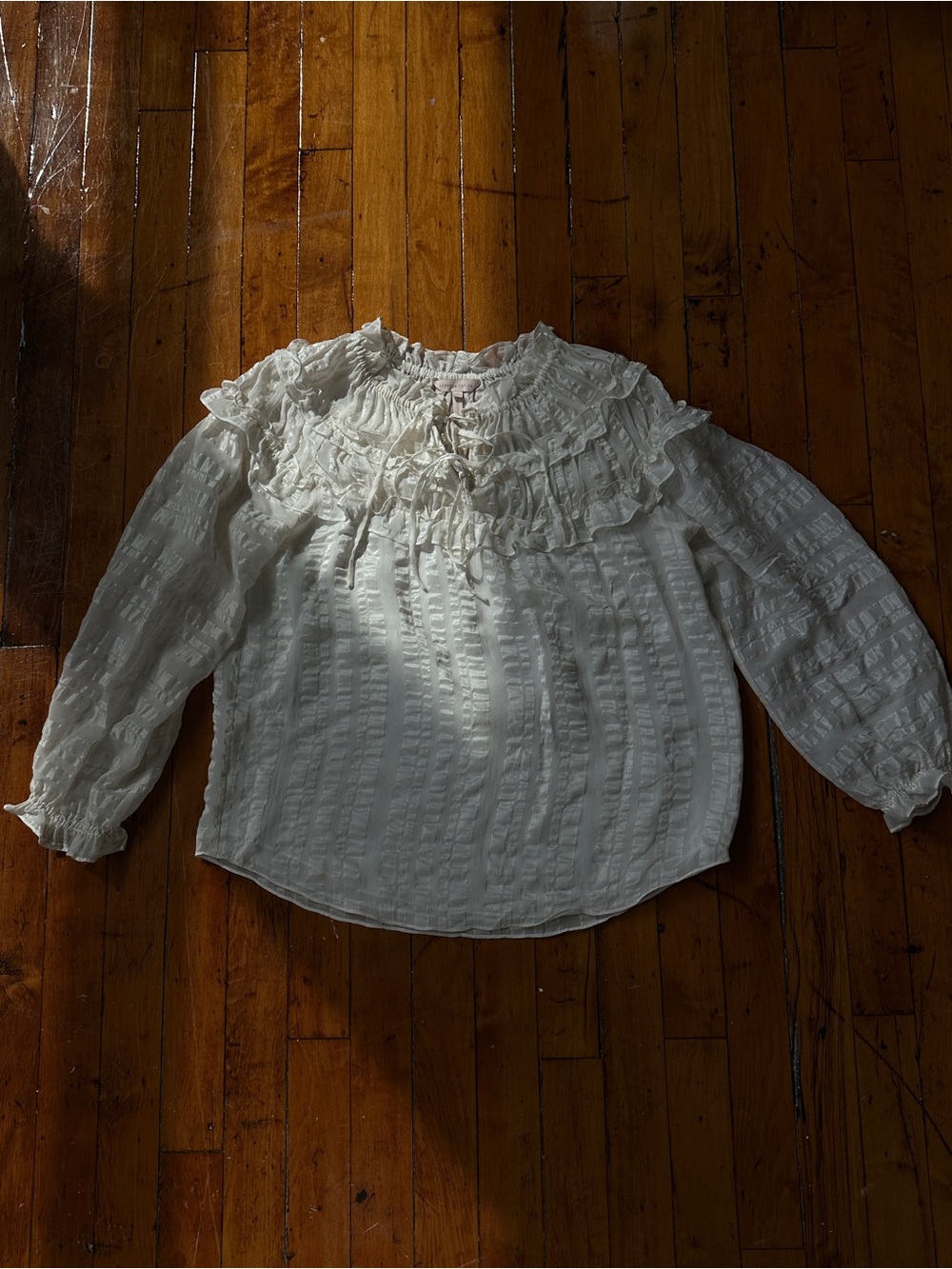 Rebecca Taylor Cream Silk Ruffled Top
